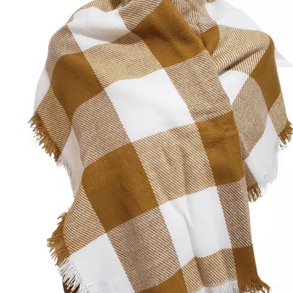 Madewell Buffalo Check Blanket Scarf Antique Gold NWT - Picture 7 of 9